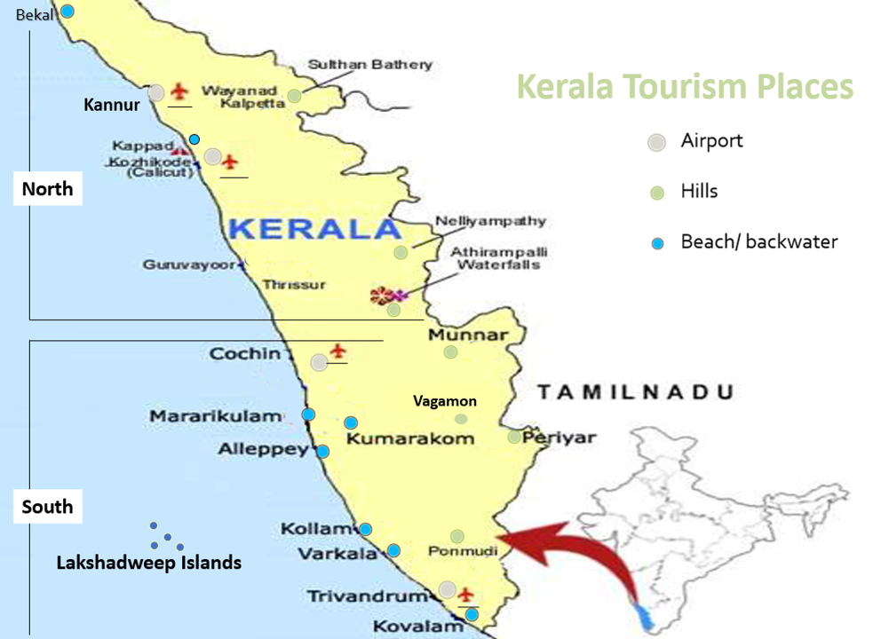 List of Kerala Tourism Places Map